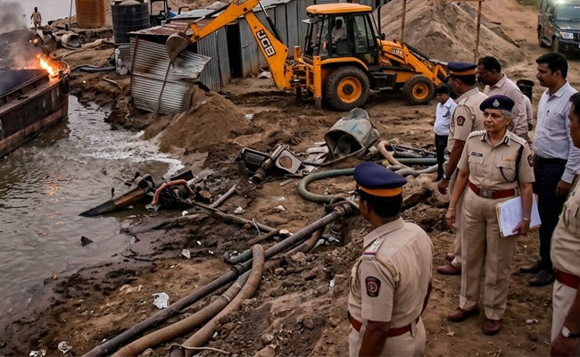 Illegal sand mining racket busted in Thane, machinery of Rs 90 lakh destroyed